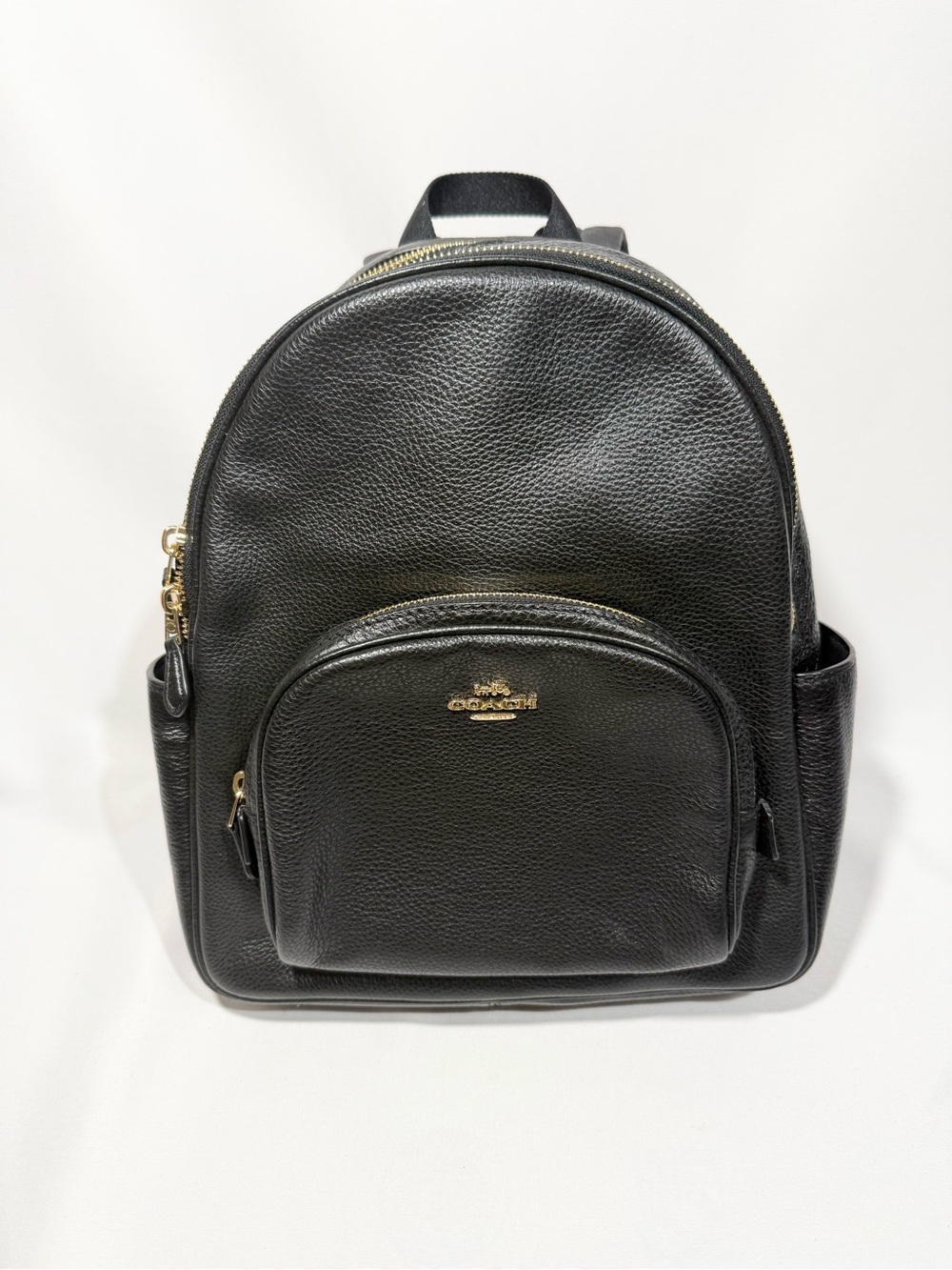 Coach Pebbled Leather Backpack in Black with Gold Hardware